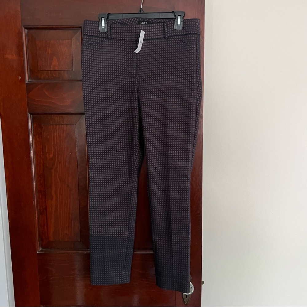 NWT Loft Marissa Skinny Purple Plaid Pant